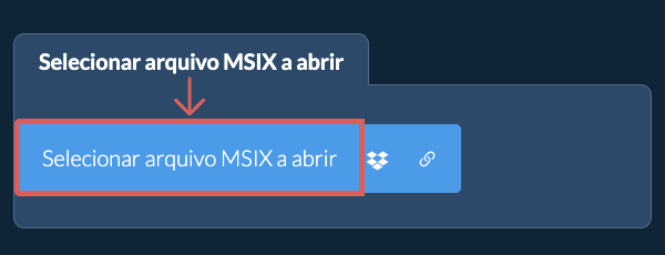 Selecionar arquivo MSIX a abrir