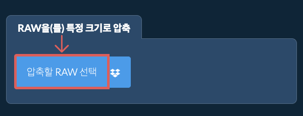 RAW을(를) 특정 크기kb로 온라인 압축