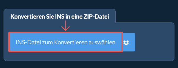 Konvertieren Sie INS in eine ZIP-Datei