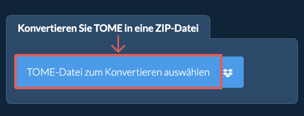 Konvertieren Sie TOME in eine ZIP-Datei