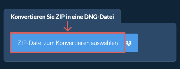 Konvertieren Sie ZIP in eine DNG-Datei