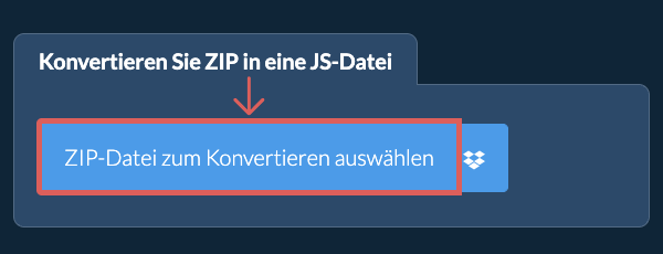 Konvertieren Sie ZIP in eine JS-Datei