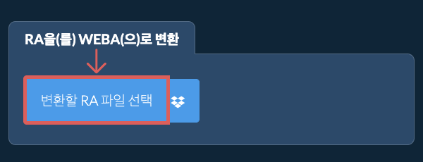 RA을(를) WEBA(으)로 변환