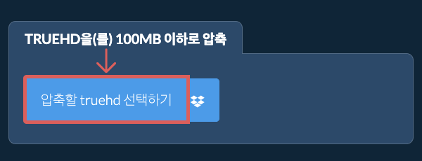 truehd을(를) 100MB 이하로 압축