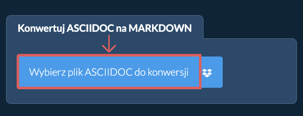 Konwertuj ASCIIDOC na MARKDOWN