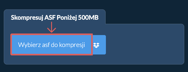 Skompresuj asf Poniżej 500MB