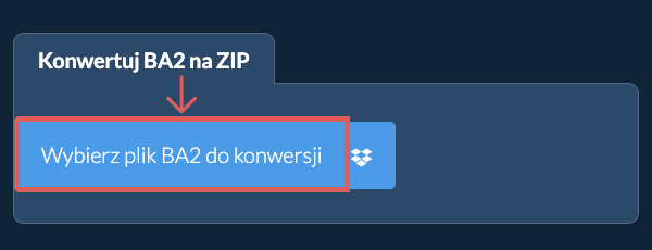 Konwertuj BA2 na ZIP