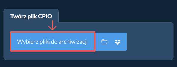 1. Twórz plik CPIO
