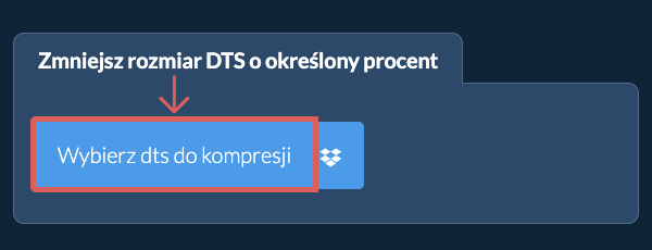 Zmniejsz rozmiar dts o określony procent
