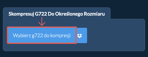 Skompresuj g722 Poniżej określonego rozmiaru