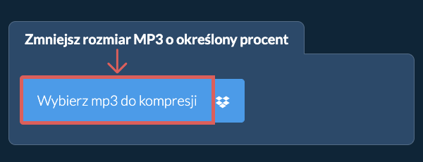 Zmniejsz rozmiar mp3 o określony procent