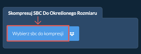Skompresuj sbc Poniżej określonego rozmiaru