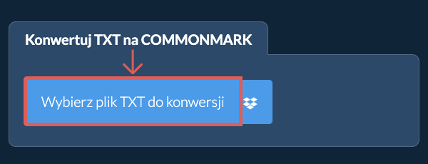 Konwertuj TXT na COMMONMARK