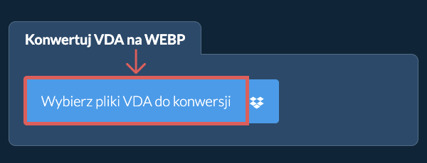 Konwertuj VDA na WEBP