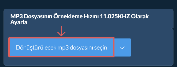 Dönüştürülecek mp3 dosyasını seçin