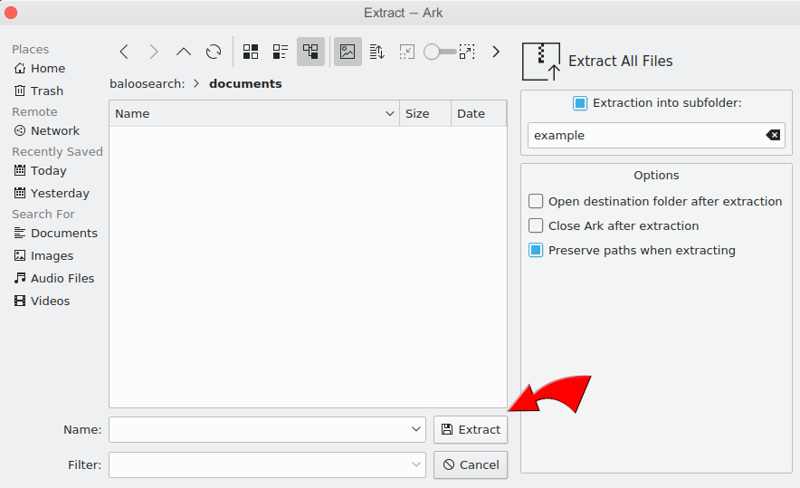Extract all files with Ark