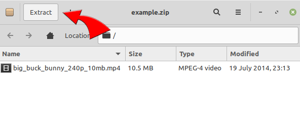 Extract zip file with Archive Manager