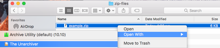 The unarchiver extraction preferences