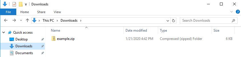 Unzip file with Windows file explorer